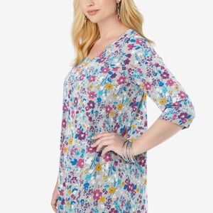 Woman Within 4X V-Neck Tunic P2P:33" L:30 Floral